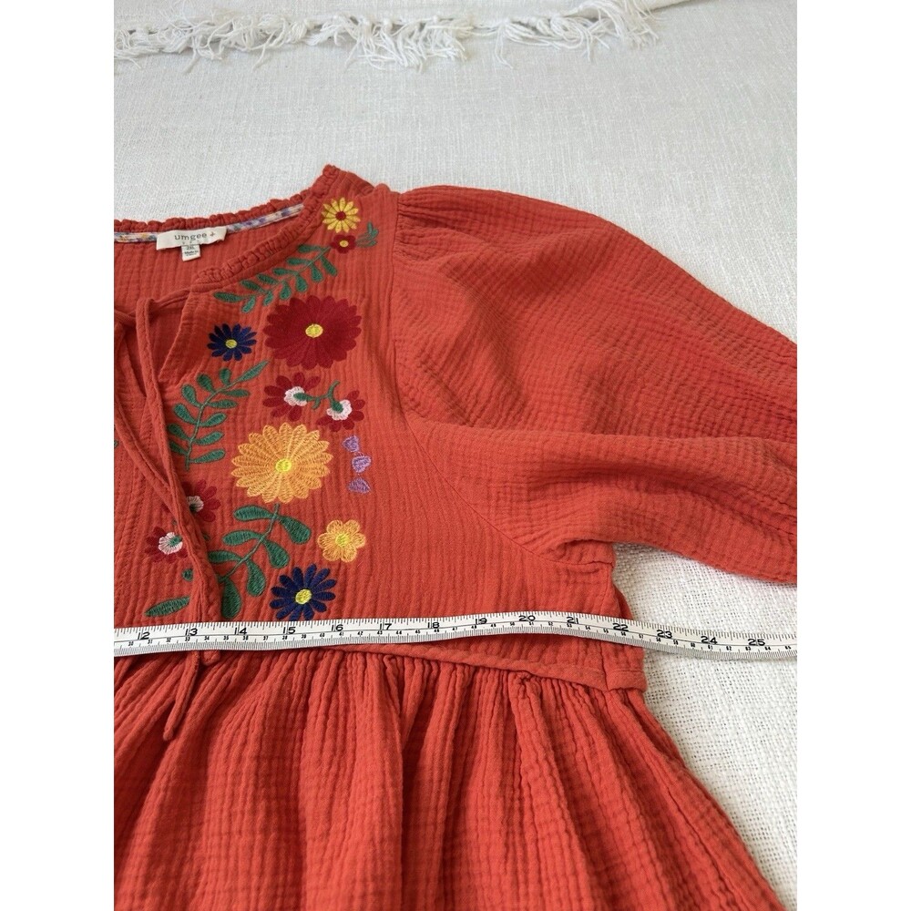 Umgee Cotton Gauze Floral Embroidery Baby Doll Top Size 2XL Orange Comfy Spring - Picture 6 of 9